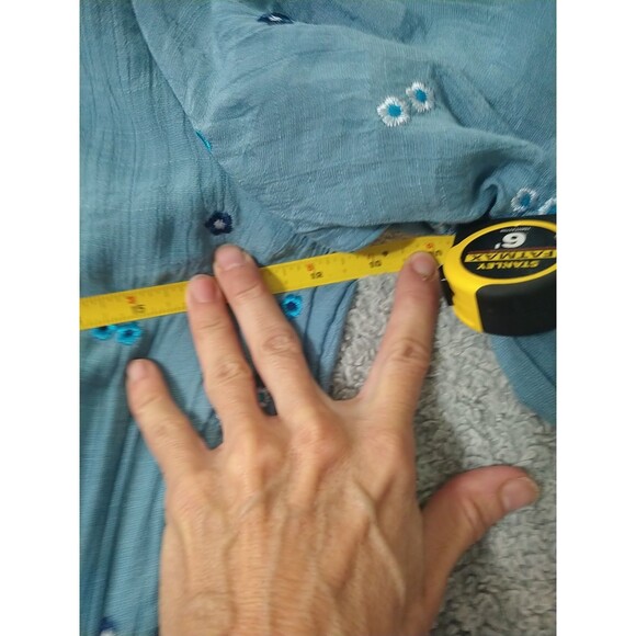 Figueroa&Flower Puff Sleeve Embroidered Maxi Dress Blue Sm Boho Feminine Cottage - Picture 8 of 9